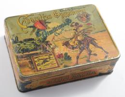 Dimitrino egyiptomi stílusú fém cigarettás doboz, kopott, 9,5x13,5 cm