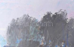 Gulyás Dénes (1927-2003): Lovasok. Olaj, farost, jelzés nélkül. Hátoldalán Vizualart címkéjével. 40x...