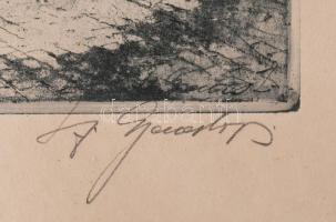 Szentgyörgyvári Gyenes Lajos (1890-1971): Tabán, Görög utca. Akvatinta, papír, jelzett, kartonra kas...