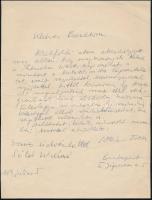 1964 Sőtér István (1913-1988) Kossuth-díjas író, irodalomtörténész, esszéista, az MTA tagja, az ELTE rektorának saját kezű levele, Sőtér István és felesége, Sőtér Istvánné Jász Veronika (1920-1989) grafikus, iparművész aláírásával