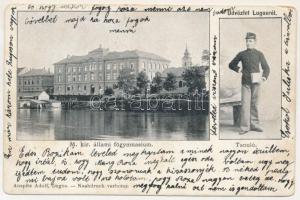 1899 Lugos, Lugoj; M. kir. állami főgimnázium, tanuló. Auspitz Adolf kiadása / grammar school, student (kopott sarkak / worn corners)