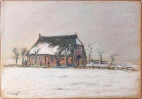 Volbrecht, Ernst (1877-1964), német festő/German painter: Tanya. Pasztell, papír, jelzett, lapszéli kisebb sérülésekkel, törésnyommal, 33,5x47,5 cm