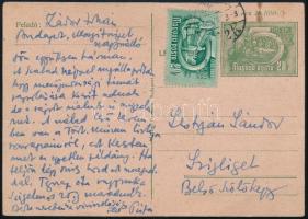 1954 Zádor István (1882-1963) grafikus, festőművész saját kezűleg megírt levelezőlapja Lestyán Sándor (1896-1956) író, újságíró, szerkesztő részére