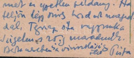 1954 Zádor István (1882-1963) grafikus, festőművész saját kezűleg megírt levelezőlapja Lestyán Sándo...