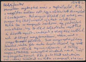 1954 Zádor István (1882-1963) grafikus, festőművész saját kezűleg megírt levelezőlapja Lestyán Sándo...