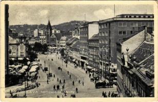 1936 Pozsony, Pressburg, Bratislava; Námestie Republiky / tér, piac, automobil / square, market, automobile (EK)
