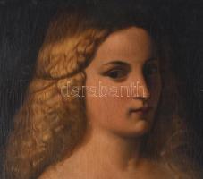 Tiziano után, jelzés nélkül: Violante. Olaj, vászon. Antik, sérült fakeretben, 60×50 cm