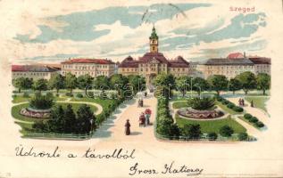 1899 Szeged Széchenyi tér Városháza litho s: Geiger