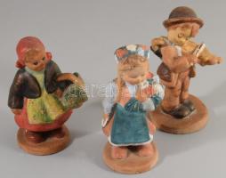 3 darab festett kerámia figura, m: 12 cm alatt