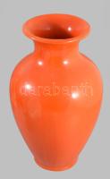 Lloyd Kerámiaipari Rt. Romhány art deco narancssárga váza, jelzett, szájánál repedésvonallal, m: 31 cm