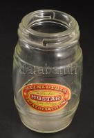 Meinl Gyula mustáros üveg, címkével, hibátlan, m: 12 cm