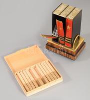 Szovjet retro zeneszerkezetes cigaretta kínáló, m: 16 cm, hozzá szovjet cigaretta tartalommal.