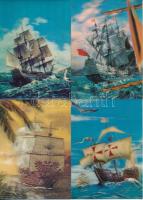 7 db MODERN 3 dimenziós képeslap: hajók / 7 modern 3D art postcards: boats