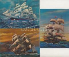 7 db MODERN 3 dimenziós képeslap: hajók / 7 modern 3D art postcards: boats