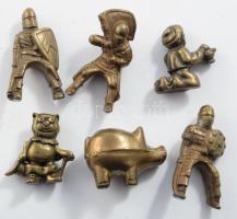 6 darab bronz figura, m: 4 cm alatt