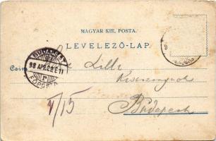 1898 Arad, Vértanú szobor, színházépület, látkép, üzletek. Lengyel Lipót / monument, theatre, genera...