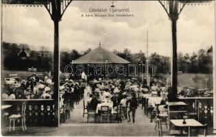 Arad, Újarad, Új-Arad, Aradul Nou; A báró Nopcsa-féle tündérkert, pavilon zenekarral. Kerpel Izsó kiadása / park restaurant, pavilion with musicians