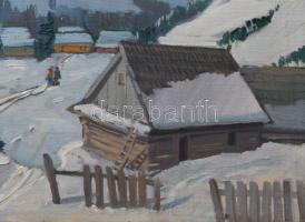 Márton Béla (1913-2007): Havas táj. Olaj, vászon, jelezve balra lent, hátoldalán Zichy Mihály Alkotó...