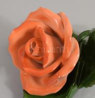 Herendi piros rózsa, jelzett, hibátlan, h: 7,5 cm