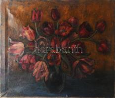 Jelzés nélkül: Tulipánok. Olaj, vászon, 50×60 cm
