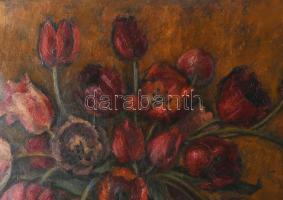 Jelzés nélkül: Tulipánok. Olaj, vászon, 50×60 cm