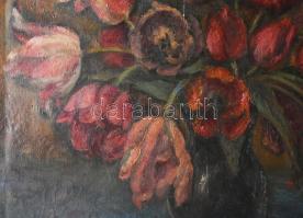 Jelzés nélkül: Tulipánok. Olaj, vászon, 50×60 cm