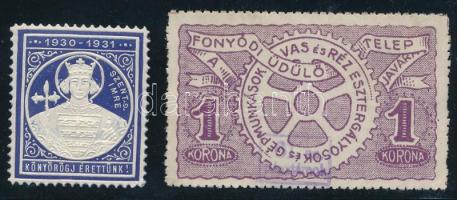 1930-1931 Szent Imre levélzáró + Fonyódi üdülőtelep javára 1K adománybélyeg