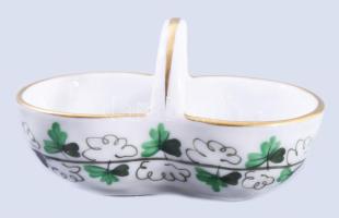Herendi petrezselyemlevél mintás kiöntő és sóborskínáló, jelzett, hibátlan, m: 9 cm