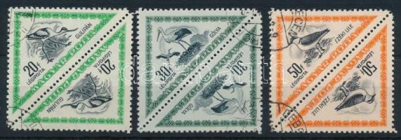 1952 Madarak (I.) 20f, 30f, 50f bélyegpárok számvízjellel (25.000)