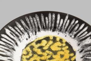 Iparművész mázas kerámia váza, jelzett, hibátlan, d:21 cm