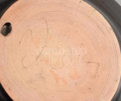 Iparművész mázas kerámia váza, jelzett, hibátlan, d:21 cm