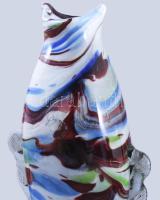 Anyagában színezett üveghal, hibátlan, h: 37 cm