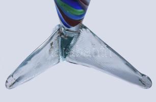 Anyagában színezett üveghal, hibátlan, h: 37 cm