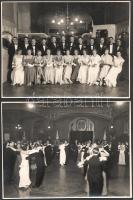 1933 A Pesti Szent Imre Kollégium Szent Imre Köre teaestélye a Rákóczi úti Pannónia Szállodában, 3 db fotó Schäffer műterméből, pecséttel jelzett, szép állapotban, 17,5×23,5 cm