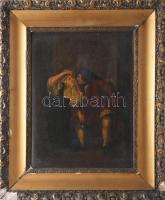 Jelzés nélkül: Szerelmespár. Olaj, karton, apró felületi sérüléssel. Dekoratív, sérült fakeretben. 30,5×23 cm