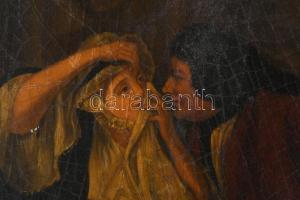 Jelzés nélkül: Szerelmespár. Olaj, karton, apró felületi sérüléssel. Dekoratív, sérült fakeretben. 3...