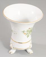 Hollóházi háromlábú Erika mintás váza, jelzett, hibátlan, m: 12 cm