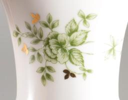 Hollóházi háromlábú Erika mintás váza, jelzett, hibátlan, m: 12 cm