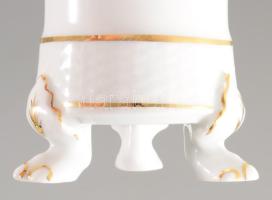 Hollóházi háromlábú Erika mintás váza, jelzett, hibátlan, m: 12 cm