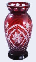 Vörösen pácolt váza, hibátlan, m: 19 cm