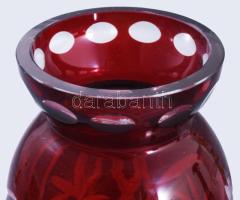 Vörösen pácolt váza, hibátlan, m: 19 cm