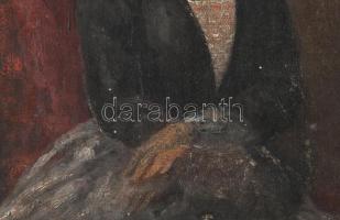 Jelzés nélkül, feltehetően XIX. sz. második fele: Fiatal hölgy portréja. Olaj, karton. Fakeretben. 1...