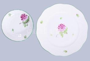 Herendi Tertia háromrészes szett, tálkán repedéssel, d: 19 cm