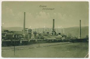 1908 Orsova, Petróleumgyár, iparvasút, gőzmozdony, vonat / petroleum plant, oil factory, industrial railway, locomotive, train (szakadás / tear)