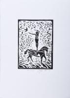 Olvashatatlan jelzéssel: 3 db linómetszet, papír. 21×15 és 26,5x21,5 cm méretekben