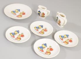7 darabos porcelán gyermekjáték készlet, pattogzással.