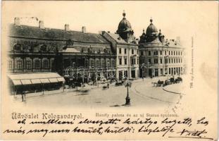 1900 Kolozsvár, Cluj; Bánffy palota és az új Status épületek, Böckel, Jeney Lajos, Reményik L. és Fiai üzlete. Rigó Árpád kiadása 798. / palace, shops (EK)