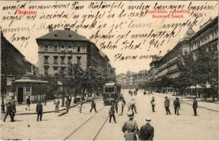 1911 Budapest VIII. József körút, villamos a Boráros tér felé