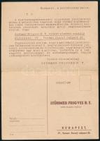 1946 A budapesti Stühmer Frigyes Rt. édességgyár kétlapos, válasz-levelezőlapos nyomtatványa arról, ...