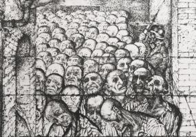 Petőcz Lajos (1919-2009): Soha. Rézkarc, papír, jelzett, művészpéldány EA IV/15 számozással, 29,5x23...